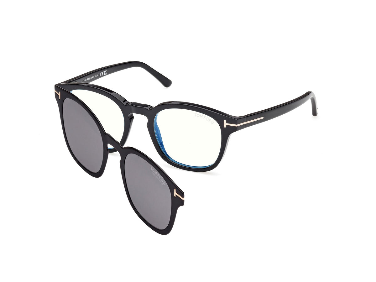 TOM FORD FT5532-B 01D Man Optical frames Acetate Black Smoke Round Polarized