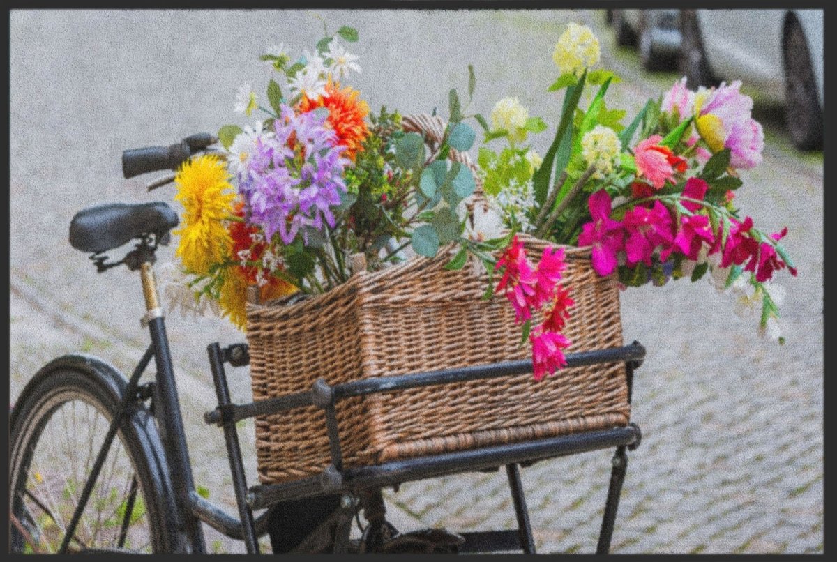 Fussmatte Blumenkorb Fahrrad 4559