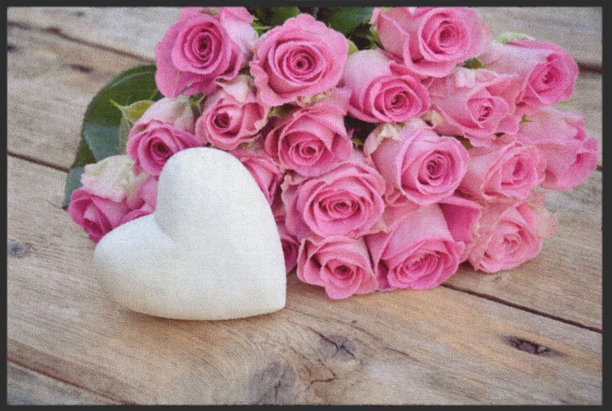 Fussmatte Rosen rosa 4297