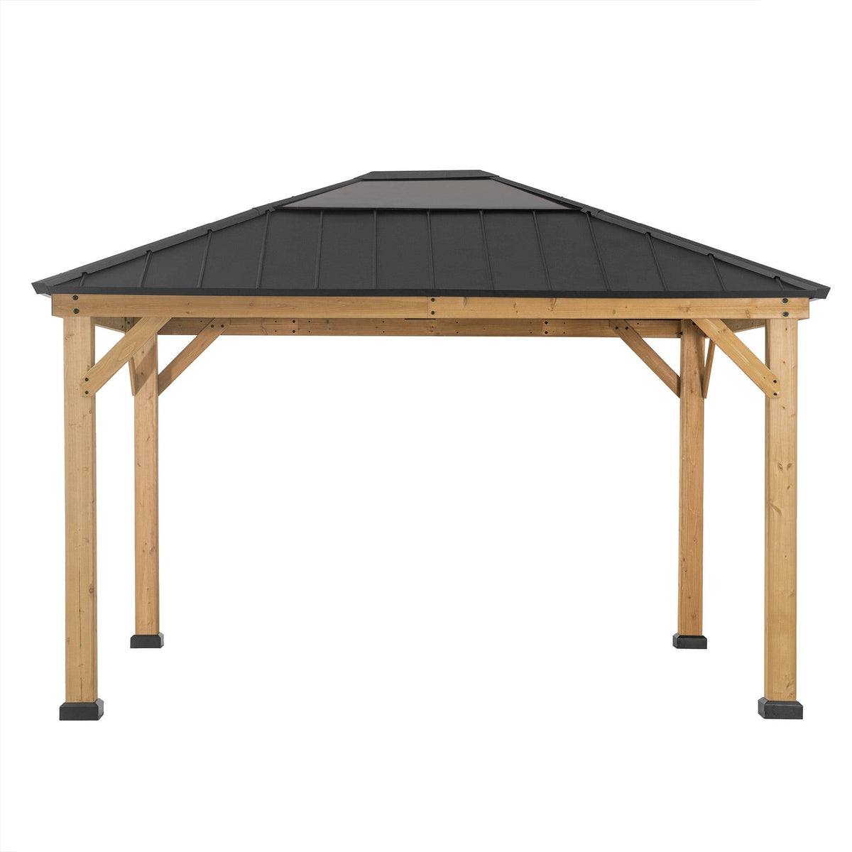 BRURI Cedar Wood Gazebo 336cm x 394cm - Anthracite