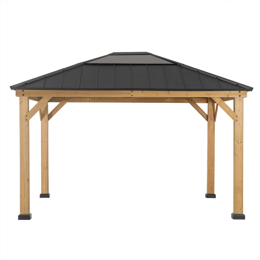 BRURI Cedar Wood Gazebo 336cm x 394cm - Anthracite