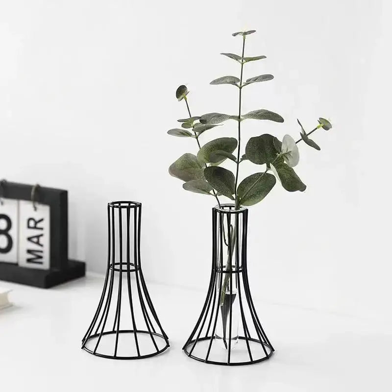 Gold Metal Vase - Black Vase 1PC