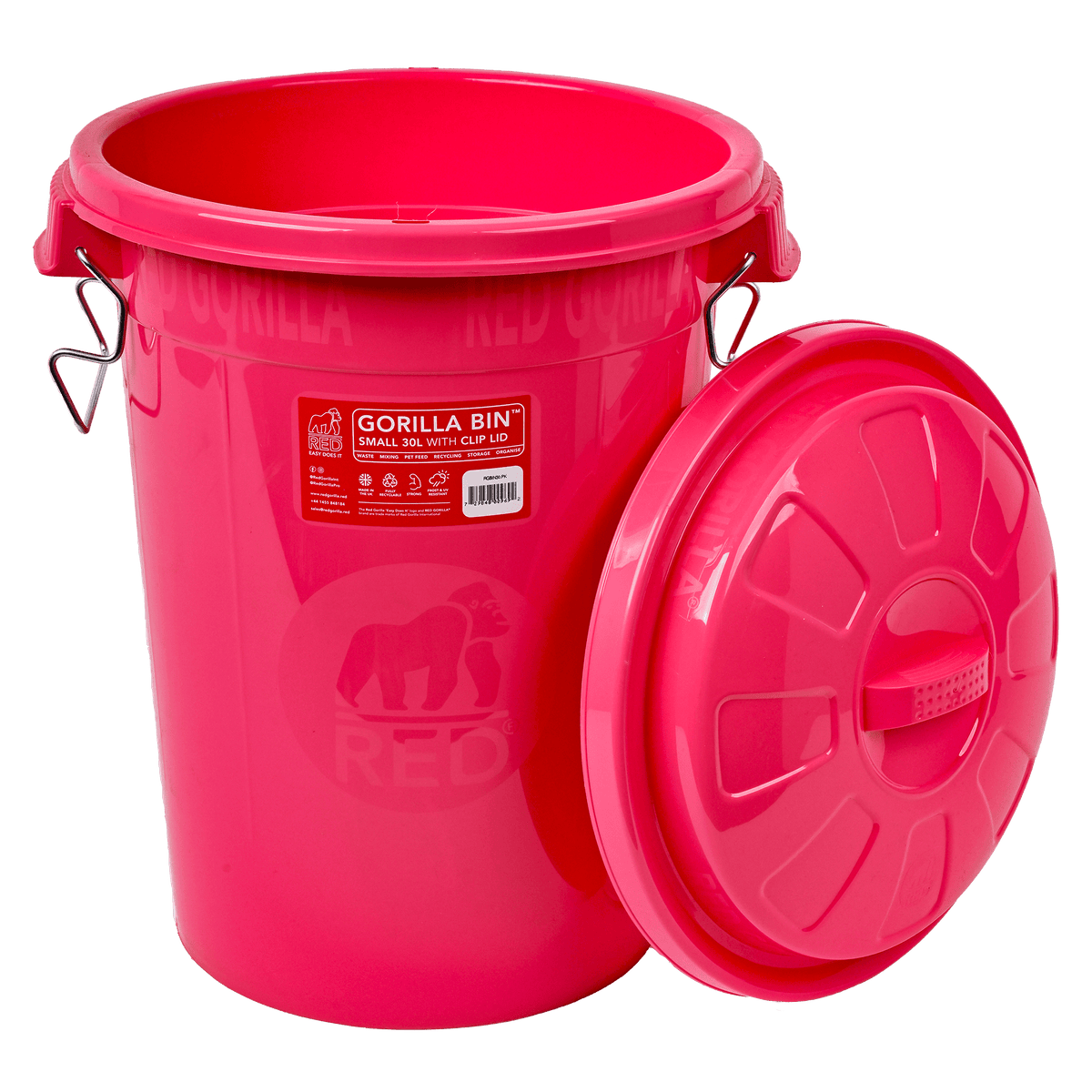 Gorilla Bin™ 30 Litre Storage Bin with Clip Lid | Heavy Duty Stackable Container - Pink