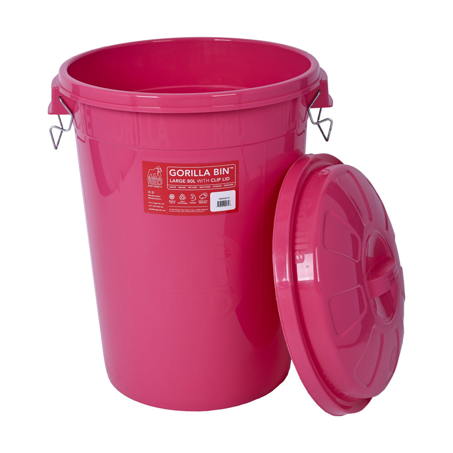 Gorilla Bin™ 80 Litre Storage Bin with Clip Lid | Heavy Duty Stackable Container - Pink