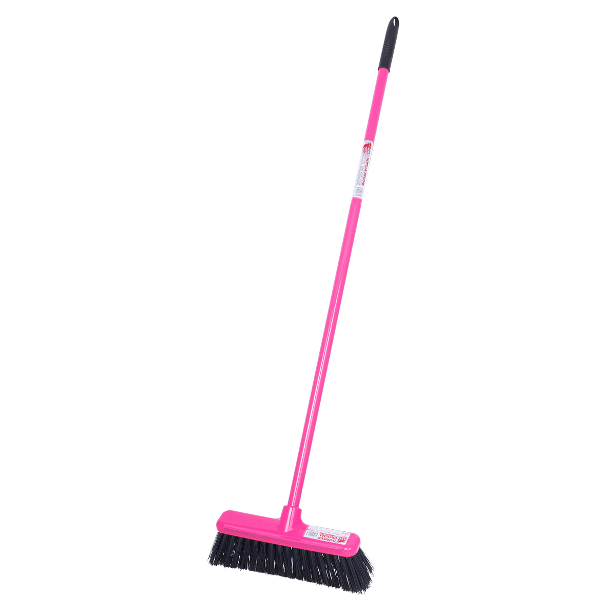 Small Gorilla Broom® with Hard Bristle 30cm Head | Compact Heavy Duty Cleaning Broom - Pink
