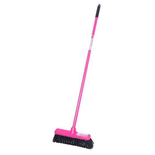 Small Gorilla Broom® with Hard Bristle 30cm Head | Compact Heavy Duty Cleaning Broom - Pink