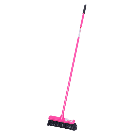 Gorilla Broom® with Hard Bristle 30cm Head | Heavy Duty Compact Cleaning Broom - Pink