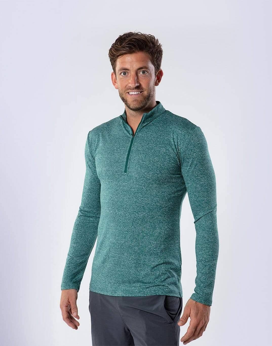 Men's Green Long Sleeve Half-Zip - Small / Green
