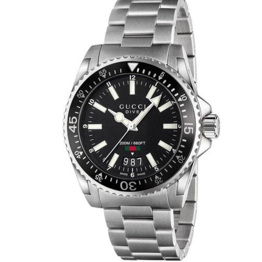 Gucci YA136301B Dive 40mm Silver Matte Black Men's Watch