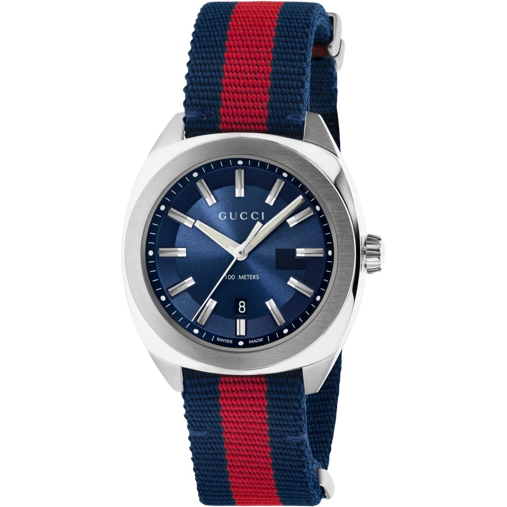 Gucci YA142304 GG2570 Blue Canvas 41mm Men's Watch