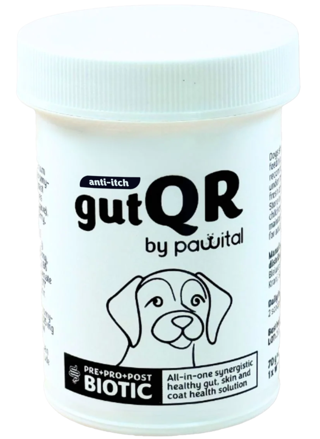 Pawital gutQR Anti-Juckreiz - PEA, Probiotika, Kolostrum für schnelle Juckreiz-Linderung & langfristige Hautgesundheit