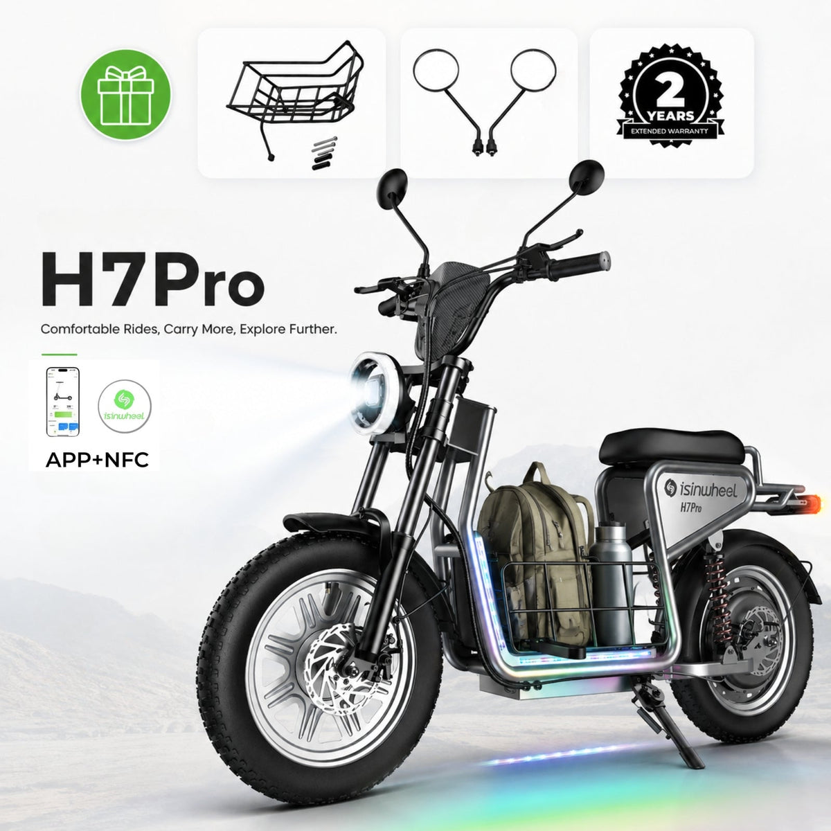 isinwheel H7Pro Comfort Electric Scooter with Seat - H7PRO [£649.99]