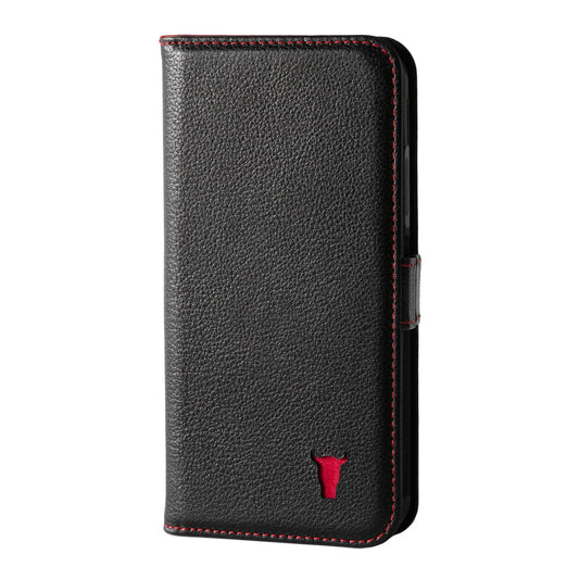 Apple iPhone 11 Pro Leather Case (with Stand function) - Black with Red Detail