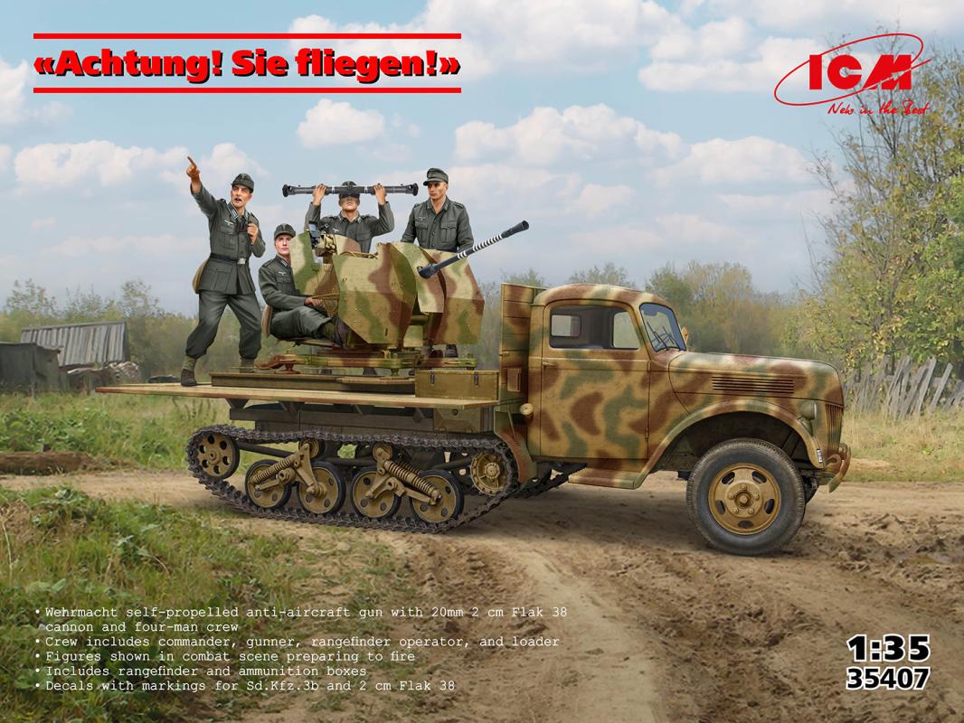 Achtung! Sie fliegen! (Sd.Kfz.3b with 2 cm Flak 38 and crew)
