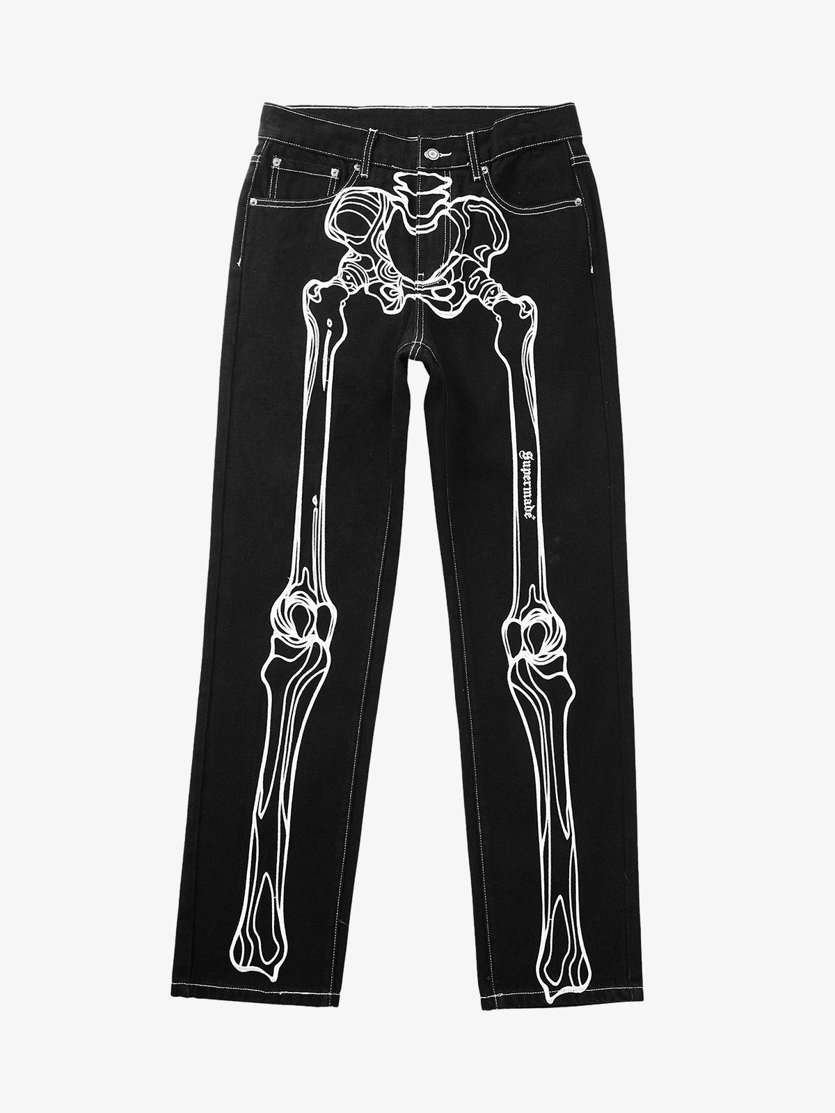 Thesupermade Hip Hop Bones Embroidered Jeans - 1859 - Black / XL