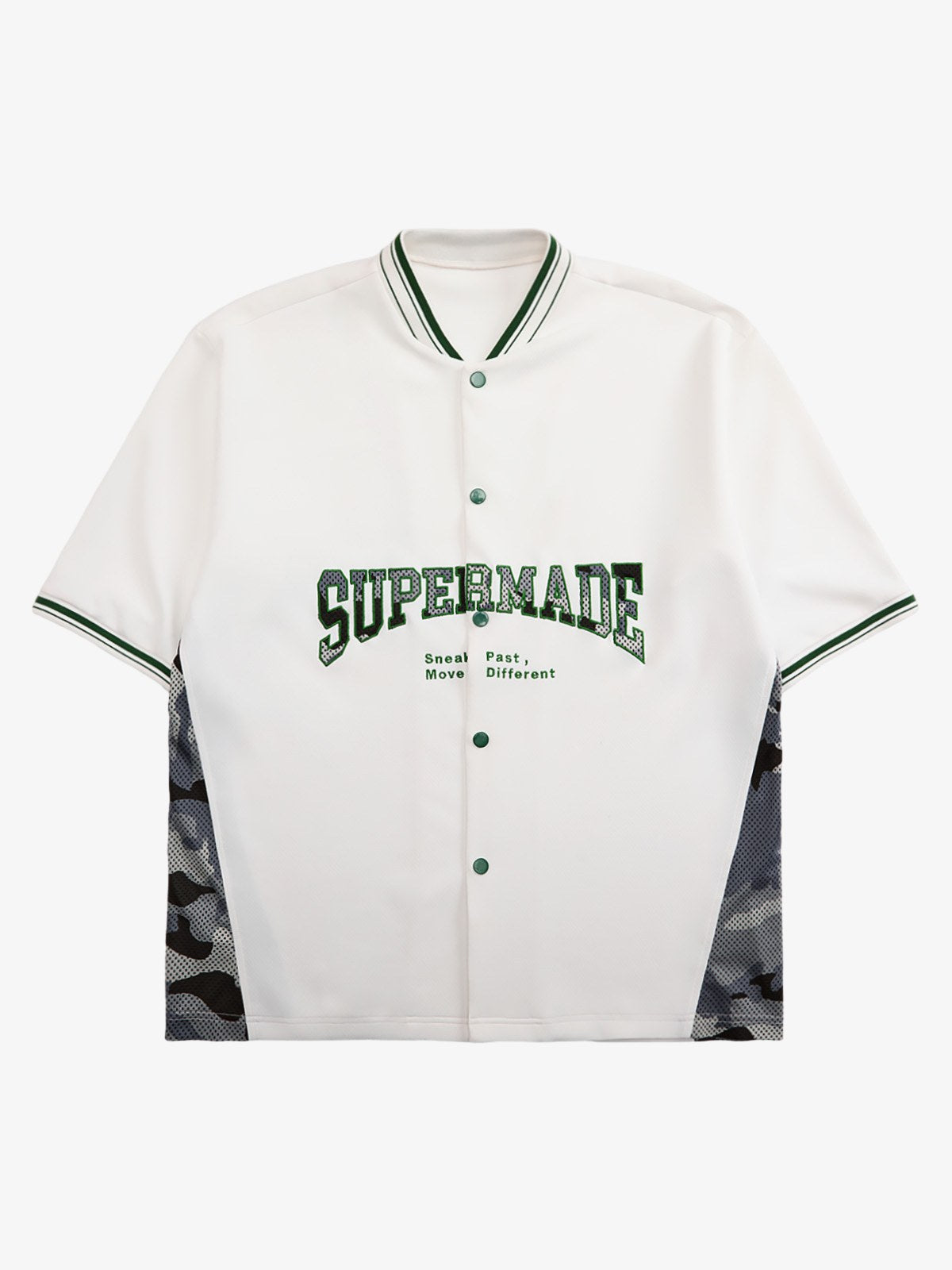 Original Camouflage Spliced Baseball T-Shirt - 2350 - White / L