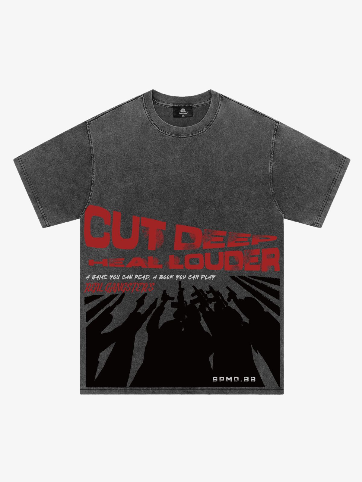 Original Cut Deep Graphic Print T-Shirt - Washed Ash / M