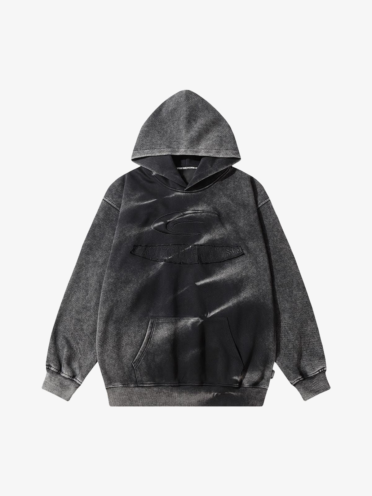Thesupermade Tie-dye Contrasting Print Pullover Hoodie - Black / M