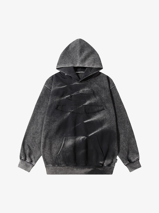 Thesupermade Tie-dye Contrasting Print Pullover Hoodie - Black / M
