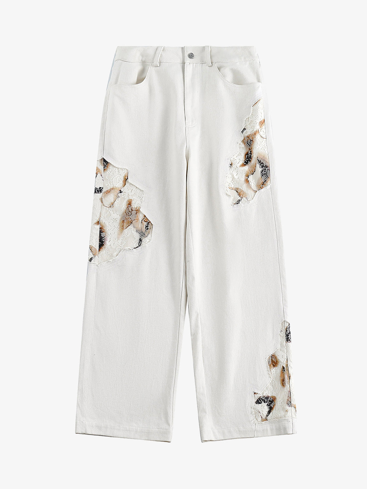 Thesupermade American Retro Lace Patchwork Jeans - White / M