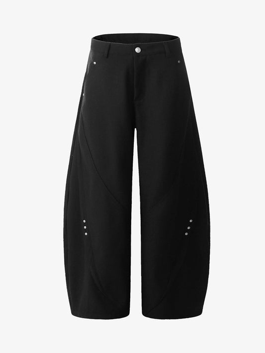 Retro Unisex Barrel Baggy Pants - 2450 - Black / S