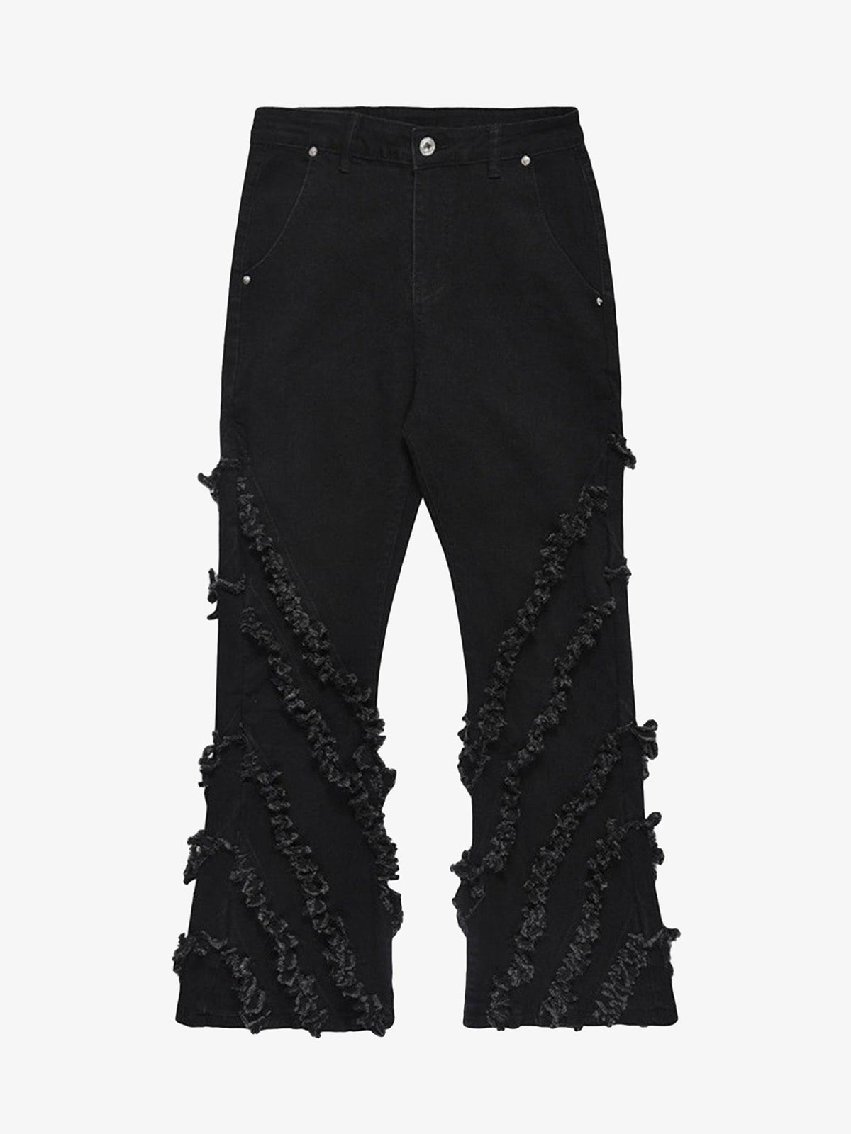 Thesupermade Vintage Rough Edge Flared Jeans - 1721 - Black / XL