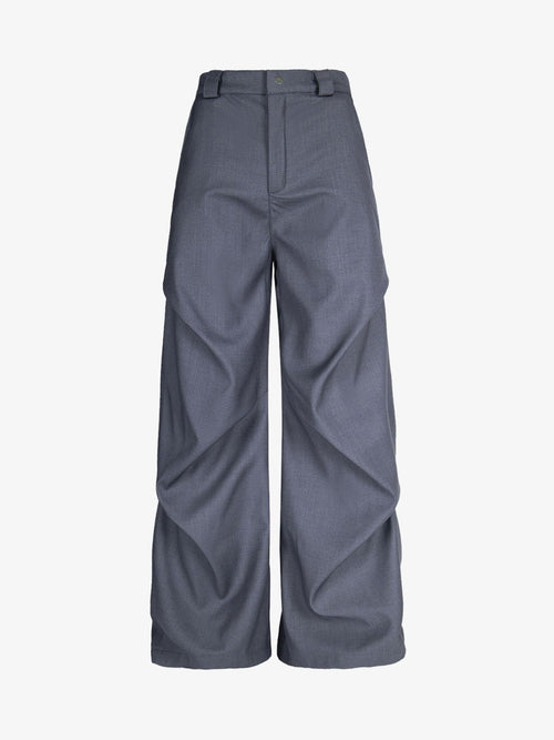 Woven Retro Cleanfit Pleated Drape Pants - Grey / S