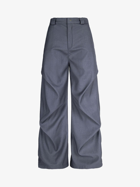 Woven Retro Cleanfit Pleated Drape Pants - Grey / S