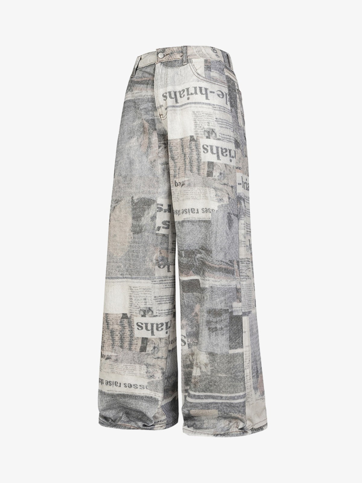 Graffiti Newspaper Baggy Jeans - 2404 - Grey / M