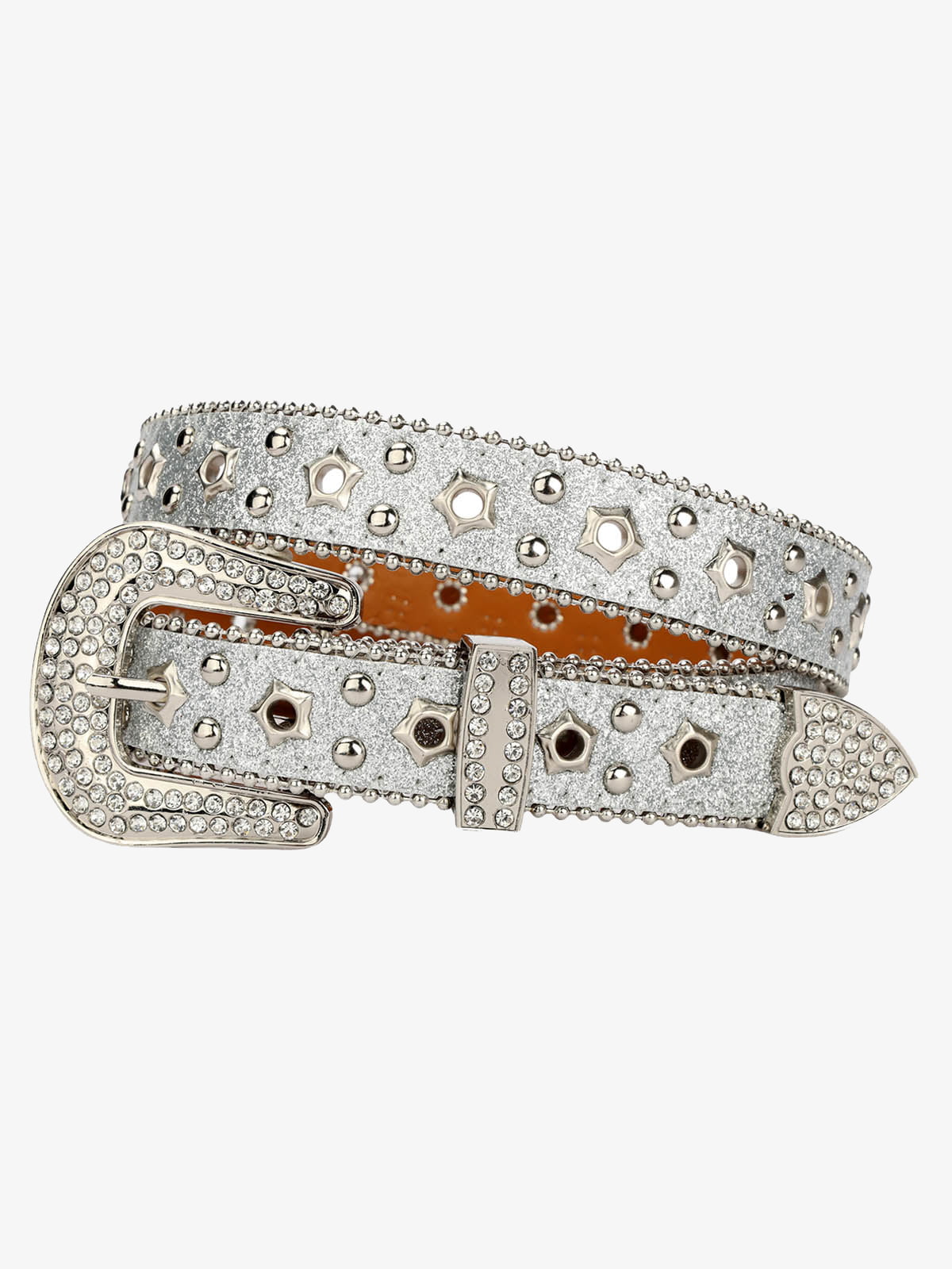 Sparkling Silver Rhinestone Embellishments Belt - 2446 - Silver / 105CM