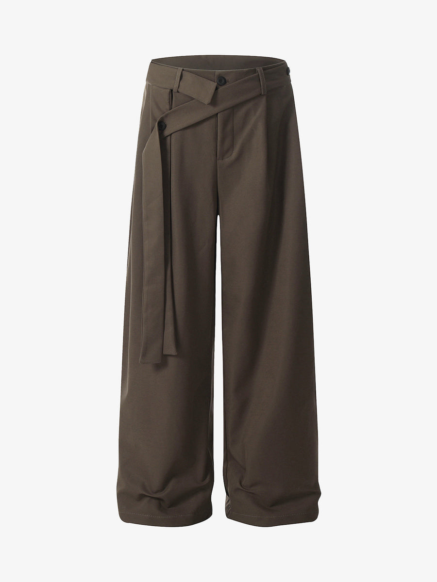 Pleated Belted Machete Track Pants - Coffee / S