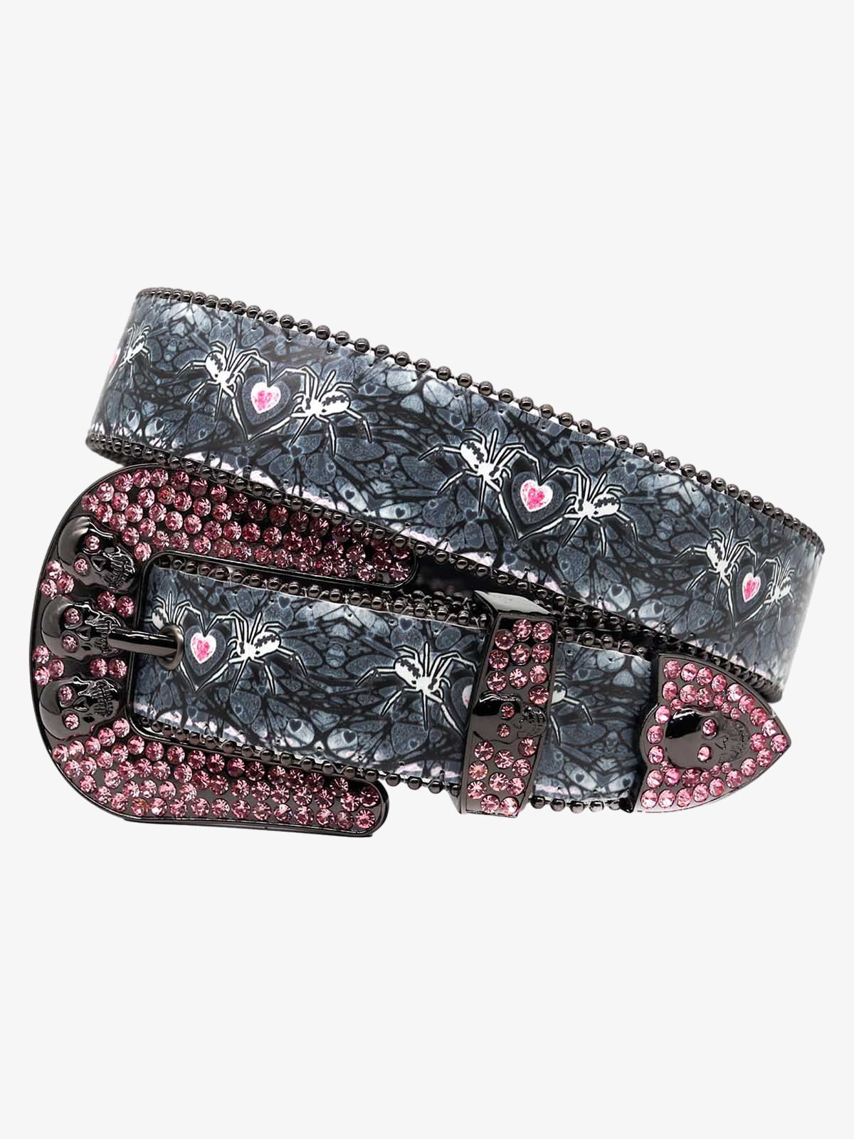 Sparkling Spider-Embellished Belt - Photo Color / 105CM