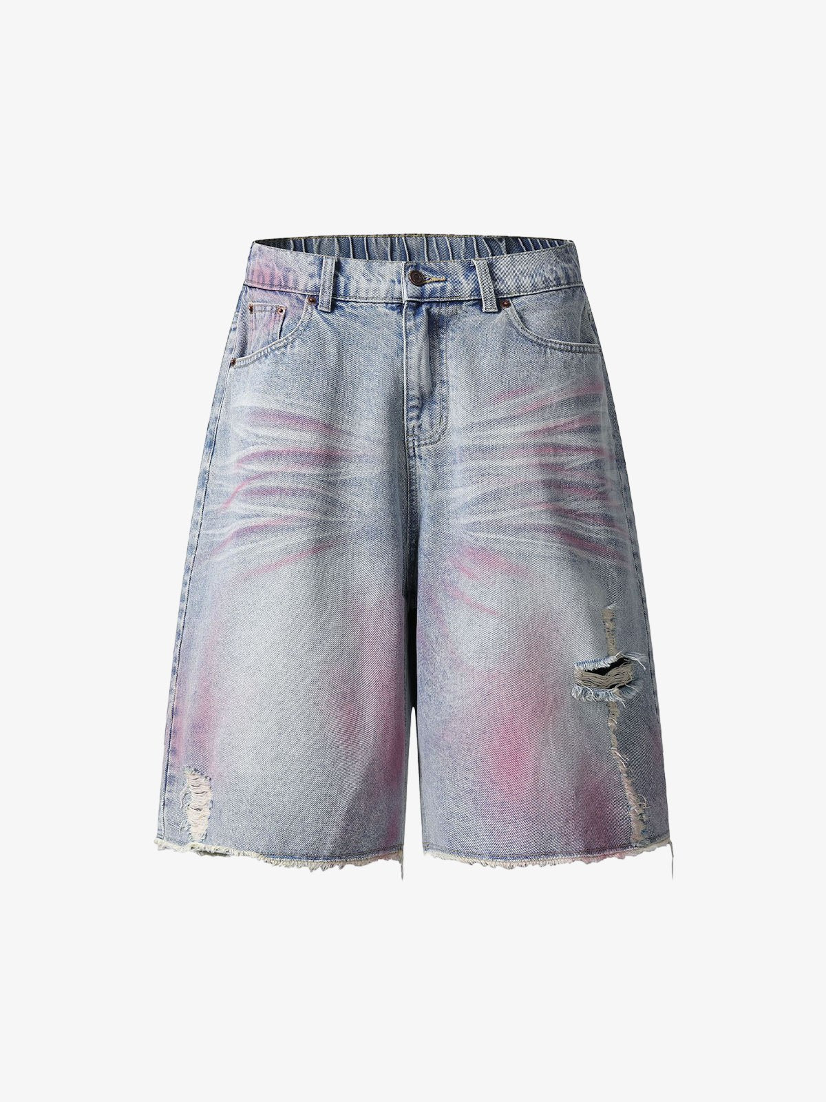 Distressed Tie-Dye Denim Jorts - Blue / S