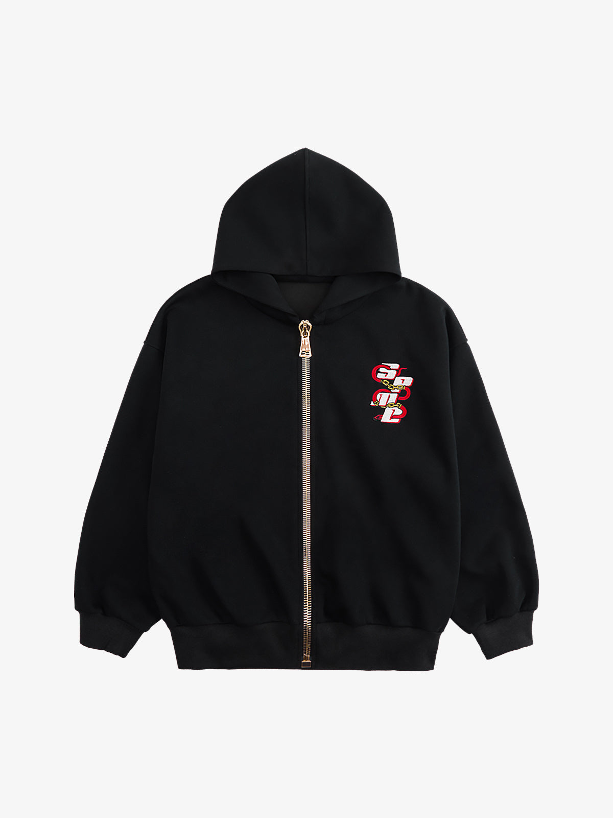 Original Embroidered Zip Up Hoodie - Black / M
