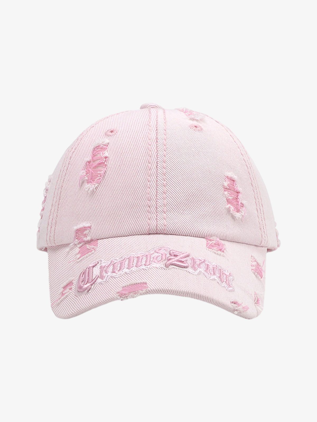 Distressed Letter Embroidery Baseball Cap - Pink / ONE SIZE