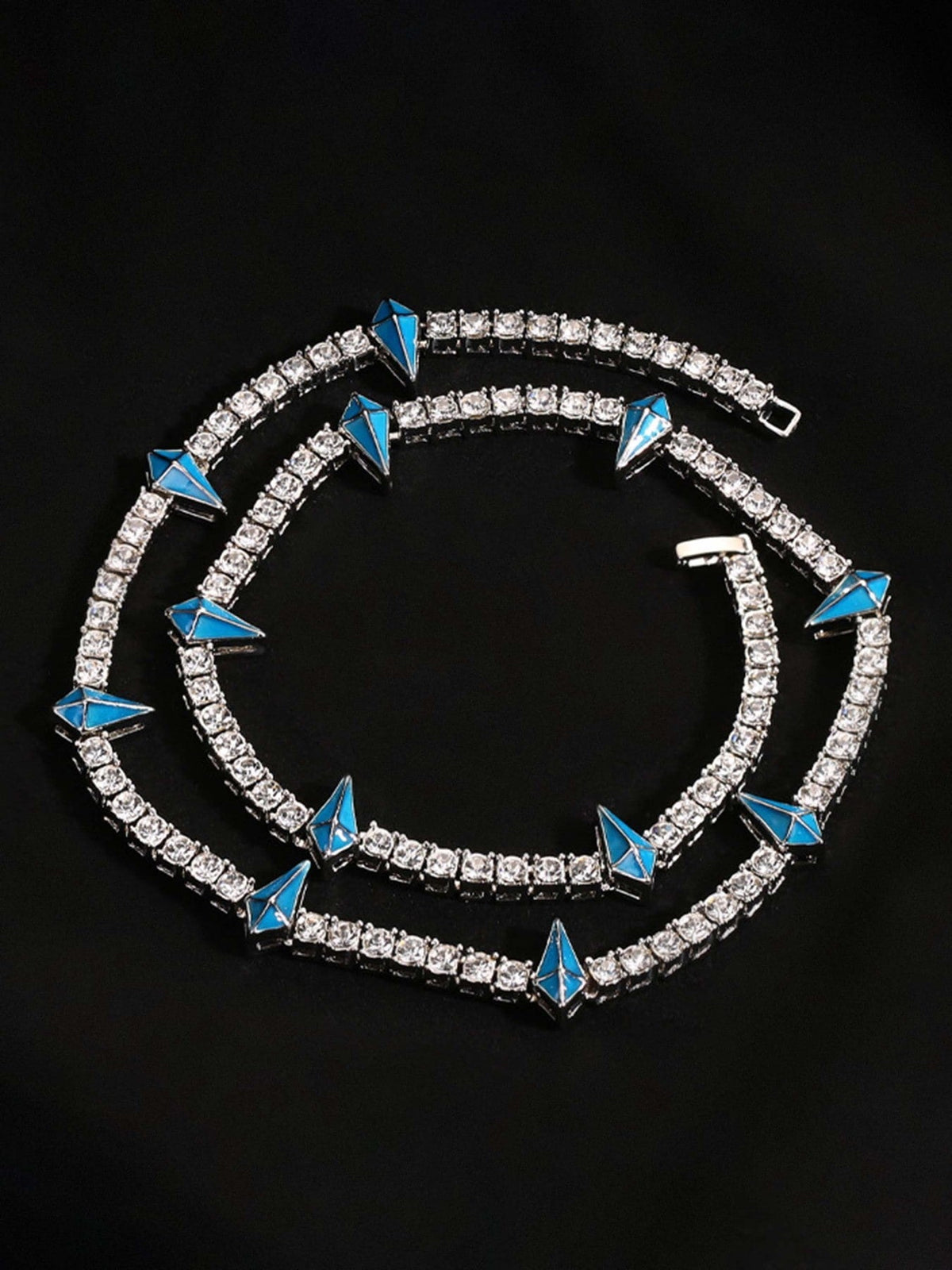 Thesupermade Hip Hop Collarbone Chain Necklace - 2221 - Blue / ONE SIZE