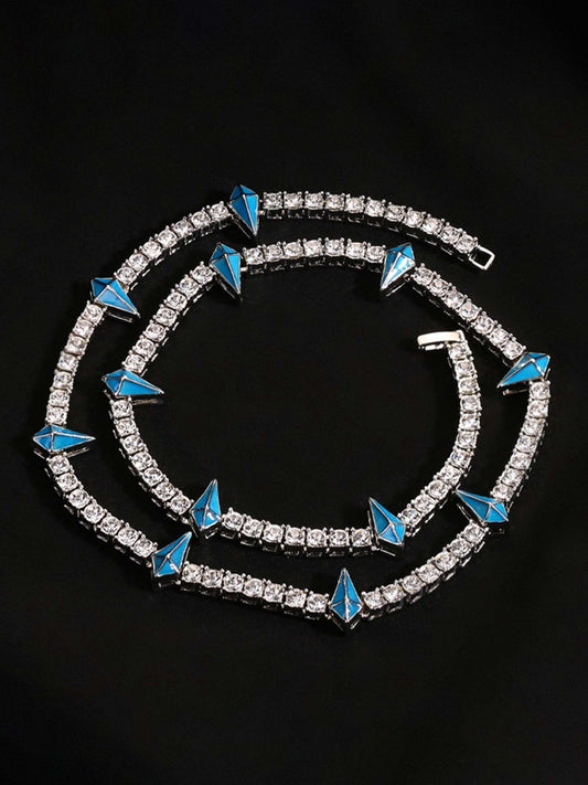Thesupermade Hip Hop Collarbone Chain Necklace - 2221 - Blue / ONE SIZE