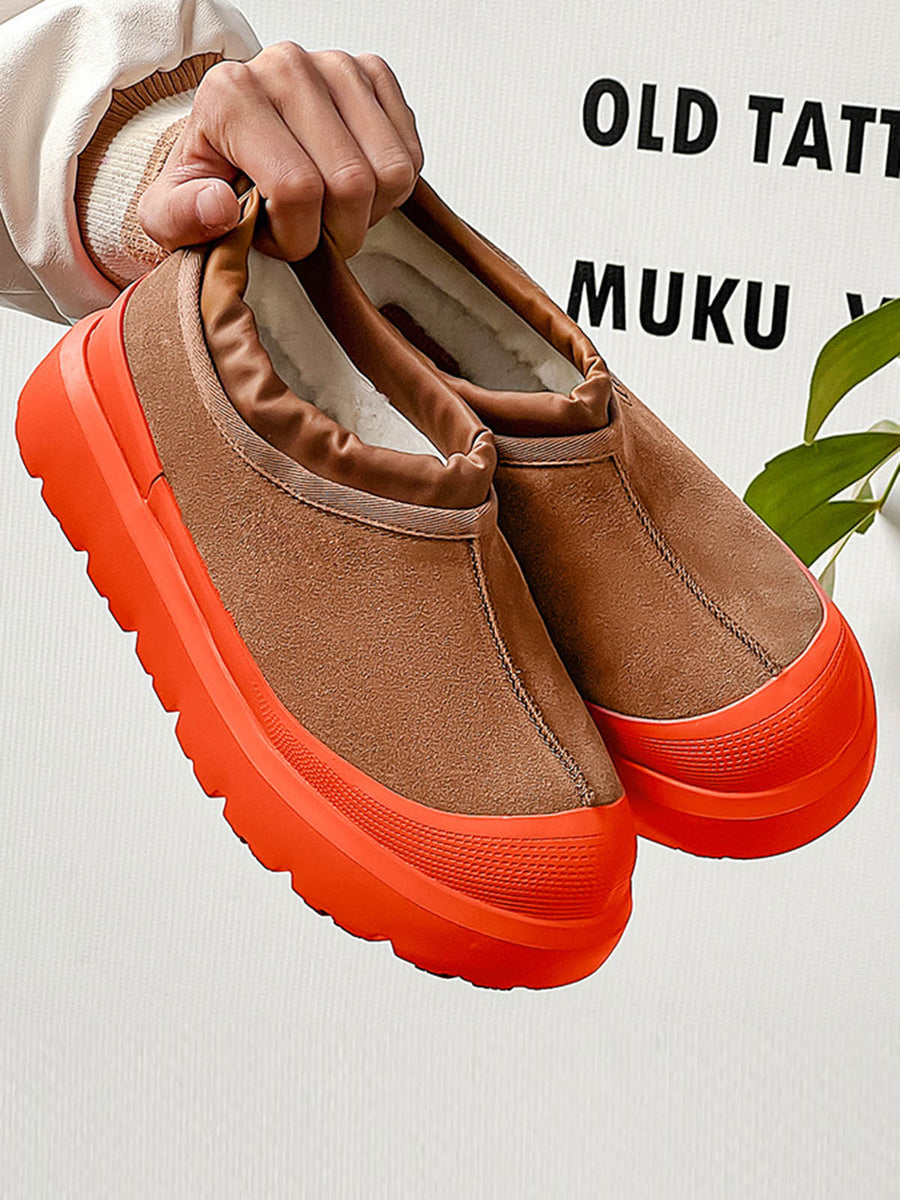 Thesupermade Thick-soled Fleece Fur Snow Boots - Orange / 36