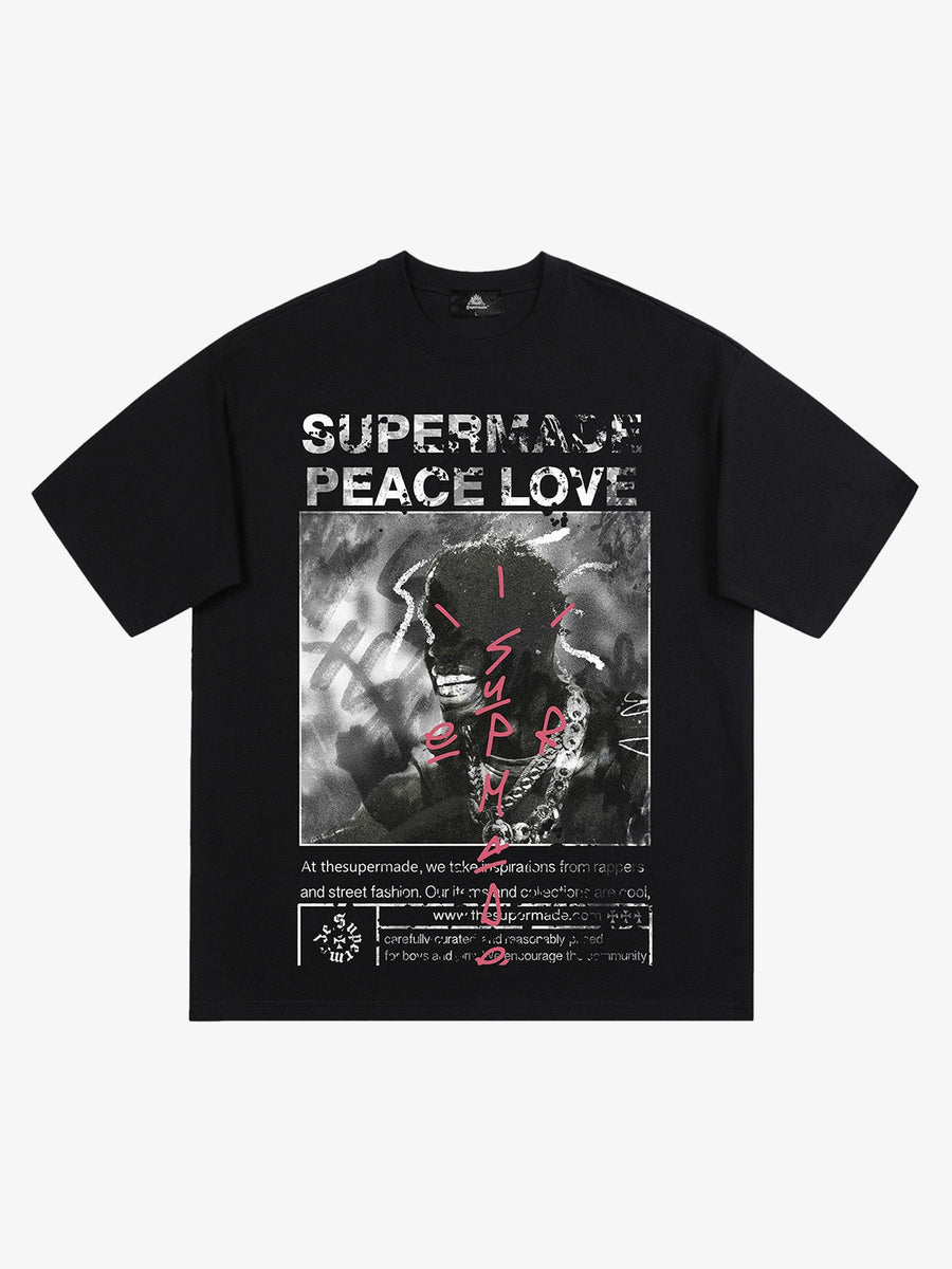 Thesupermade Gangsta Rapper Oversize Graphic T-shirt  - 1990 - Black / M