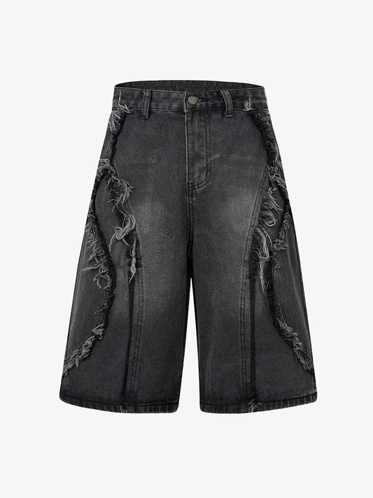 Thesupermade High Street Washed Distressed Denim Shorts - Black / M