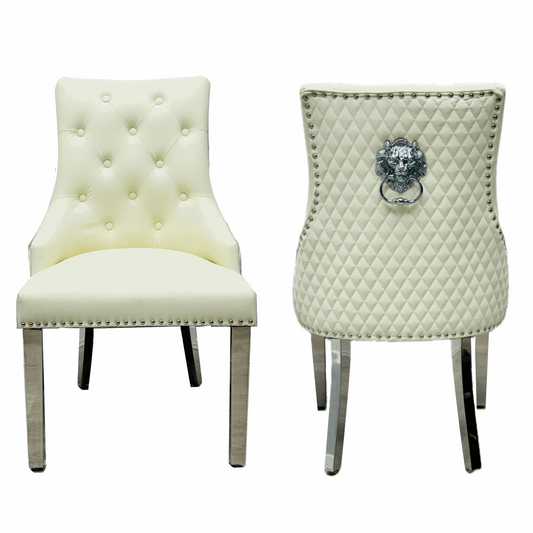 Majestic Cream Faux Leather Dining Chairs - Sold In Pairs