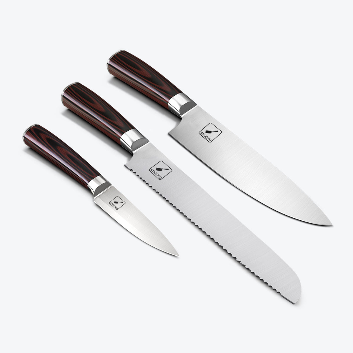 Chef Knife Set with German Stainless Steel Blade Wood Handle for Starter