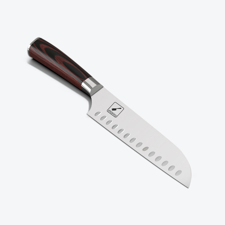 Forged Stainless Steel Santoku Knife 7" Razor Sharp Japanese Chef Knife - Brown