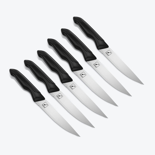 Serrated Steak Knife Set Stainless Steel Blades PP Handle 4.5" BBQ Knife Set - 6 Pcs