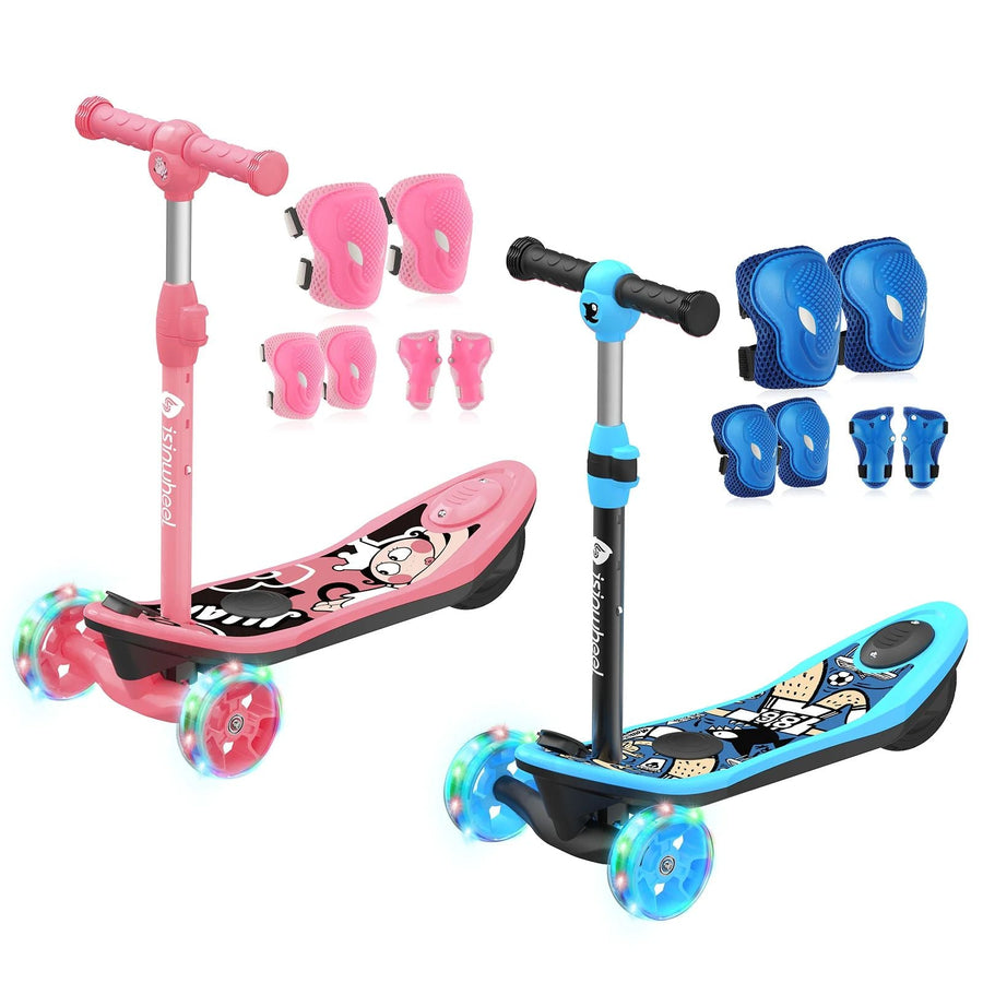 isinwheel M3 3 Wheel Kids Electric Scooter for boys aged 3-12 deal - 1 Blue+1 Pink / 🎁6 in 1 Protective Gear Set