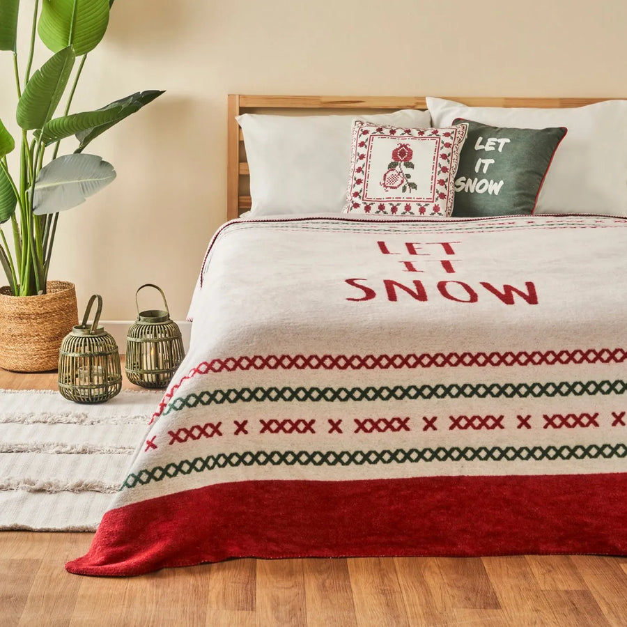 Jolly 'Let It Snow' Large Fleece Blanket - 71"×87"