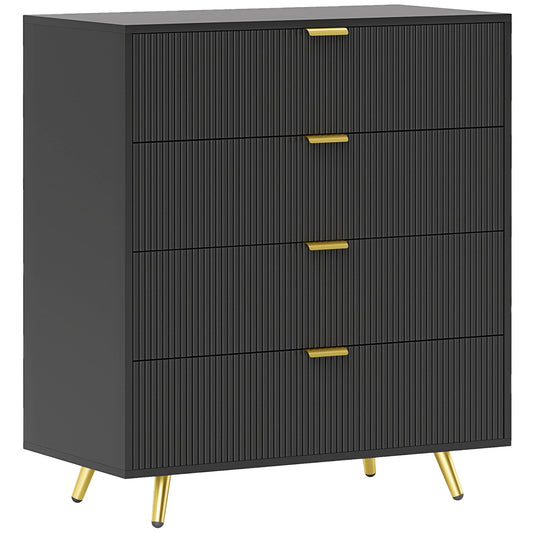 HOMCOM Chest of Drawers with 4 Drawers for Bedroom, Living Room - Black
