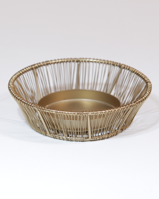 Kerzenteller · Drahtdesign · gold matt