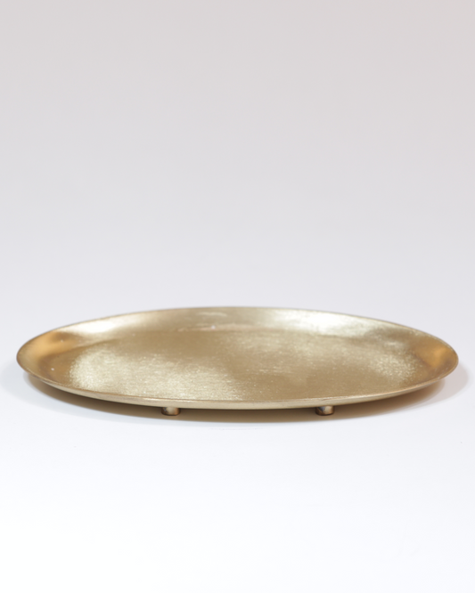 Kerzenteller · Messing oval gold glänzend