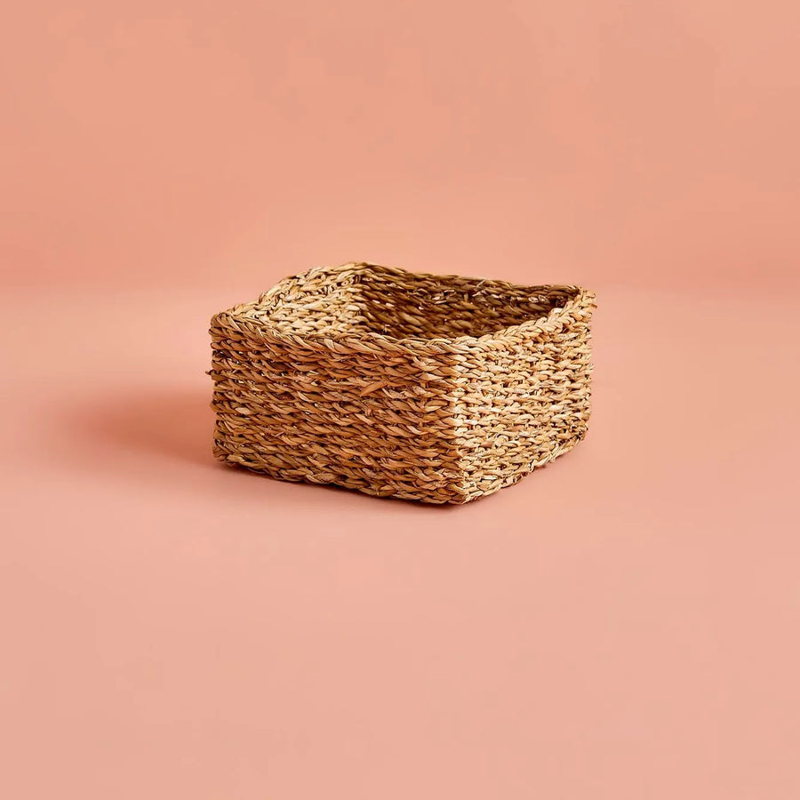 Kiara Wicker Square Decorative Basket - 10"×10"×5"